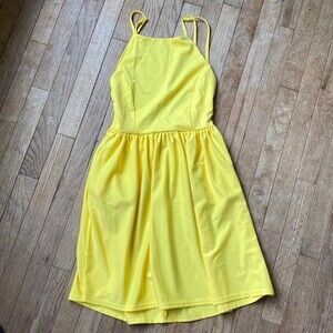 NWT Fancyinn Yellow backless satin dress size S